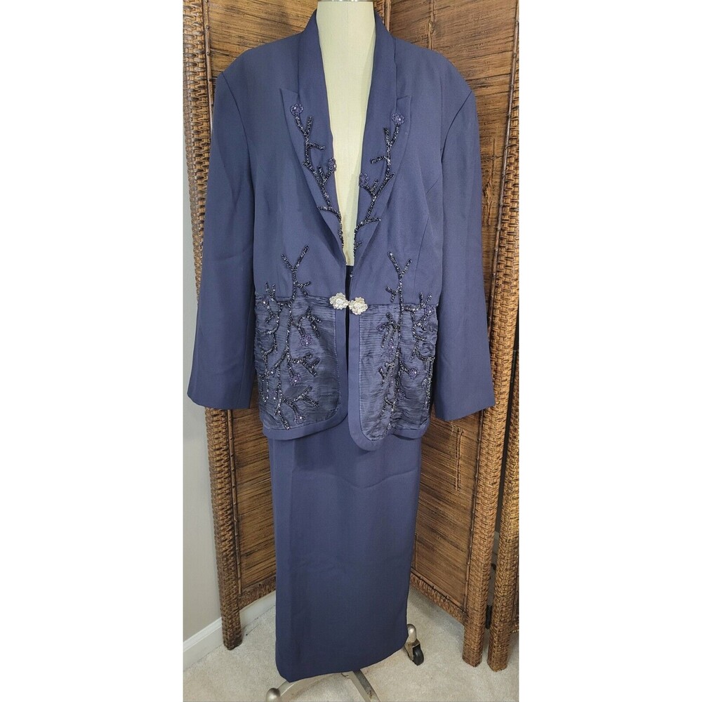 Katherine Bishop 2 Pc Formal Suit Mother Of Bride/Groom Navy Blue Size 20W